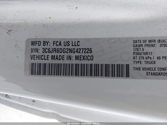 3C6JR6DG2NG427226 RAM 1500 Classic Tradesman 4x2 8&#039; Box