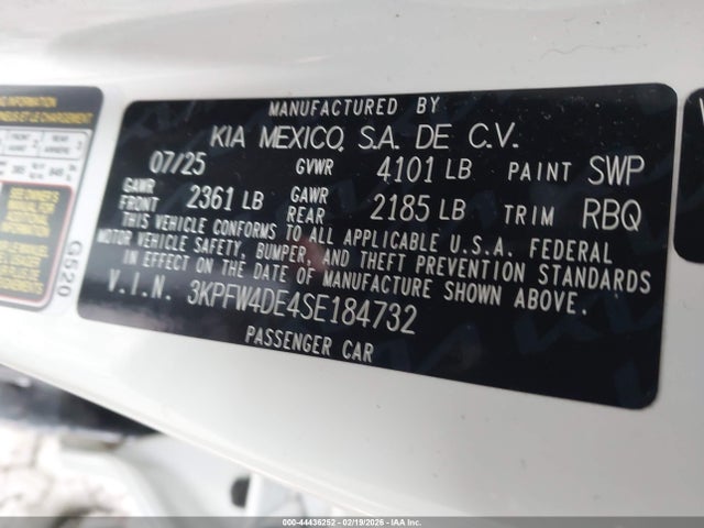 Продажа на аукционе авто 2025 Kia K4 Gt-line, vin: 3KPFW4DE4SE184732, номер лота: 44436252