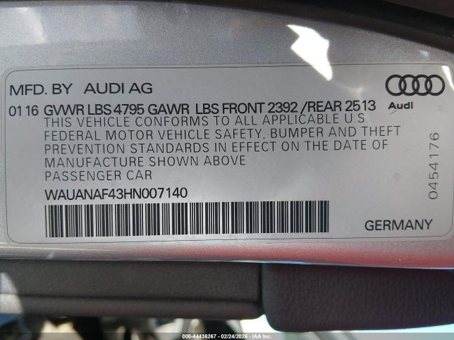 WAUANAF43HN007140 Audi A4 2.0t Premium