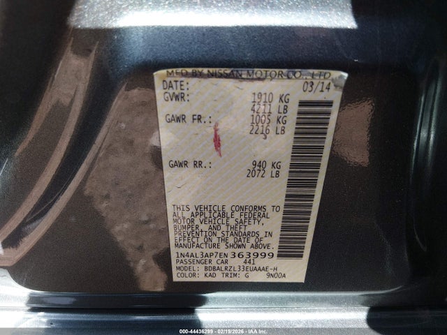 1N4AL3AP7EN363999 Nissan Altima 2.5 S