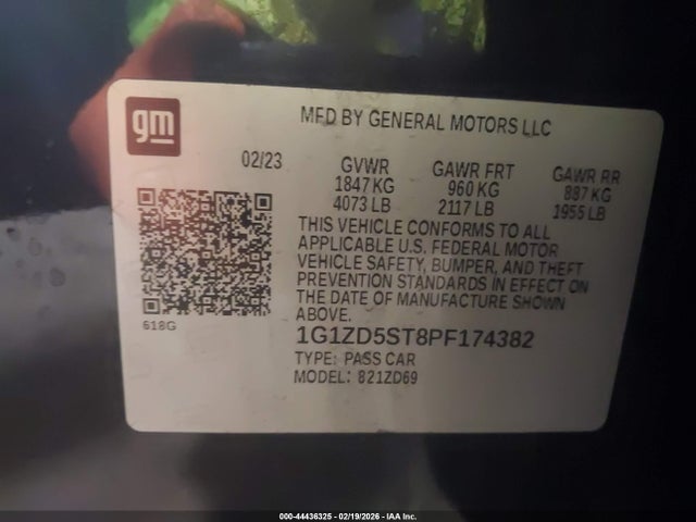Продажа на аукционе авто 2023 Chevrolet Malibu Fwd 1lt, vin: 1G1ZD5ST8PF174382, номер лота: 44436325