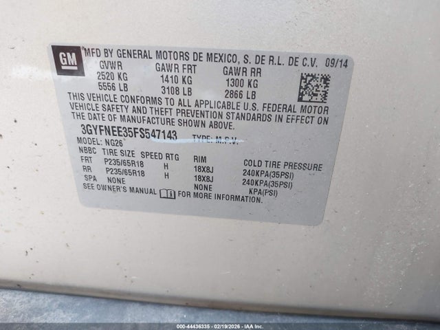 2015 CADILLAC SRX 3GYFNEE35FS547143 Photo 8