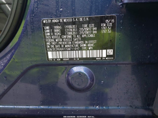 2016 HONDA HR-V 3CZRU6H77GM711647 Photo 8