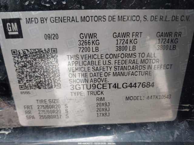 2020 GMC SIERRA 1500 3GTU9CET4LG447684 Photo 8