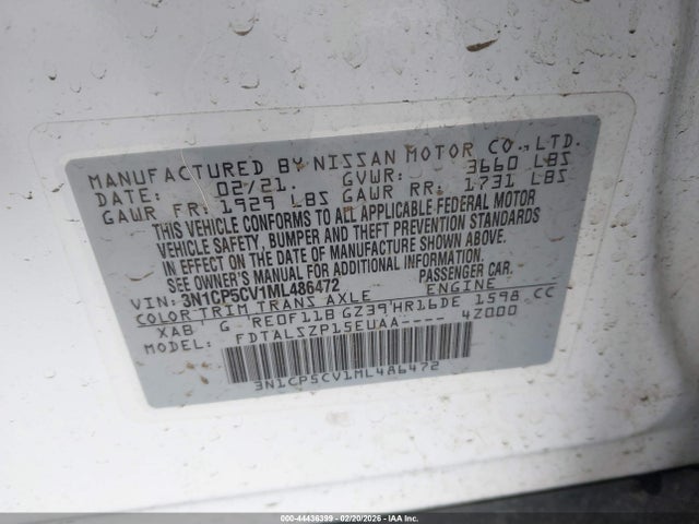 3N1CP5CV1ML486472 Nissan Kicks Sv Xtronic Cvt