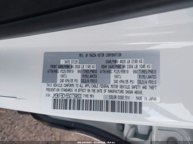 Aukcja sprzedaży 2025 Mazda Cx-5 2.5 Turbo Premium, vin: JM3KFBDY6S0739600, numer aukcji: 44436401