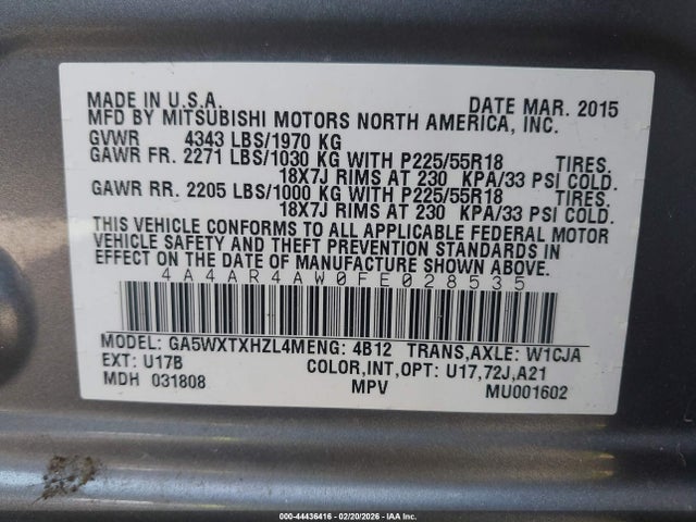 2015 MITSUBISHI OUTLANDER SPORT 4A4AR4AW0FE028535 Photo 8