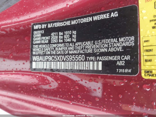 44436466 :رقم المزاد ، WBAUP9C5XDVS95560 vin ، 2013 Bmw 128i مزاد بيع