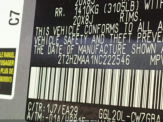 Lexus RX 350 2022 2T2HZMAA1NC222546 Image 9