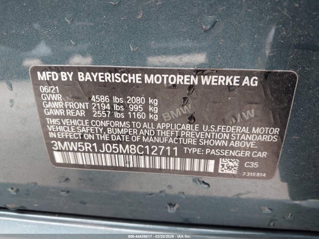 3MW5R1J05M8C12711 BMW 330I