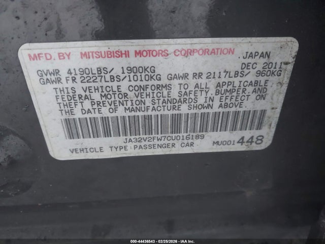 2012 MITSUBISHI LANCER JA32V2FW7CU016189 Photo 8