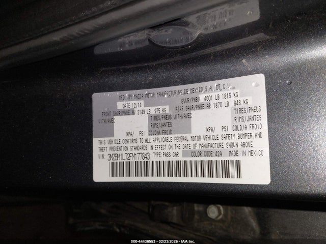 Aukcja sprzedaży 2015 Mazda Mazda3 I Touring, vin: 3MZBM1L72FM177843, numer aukcji: 44436553