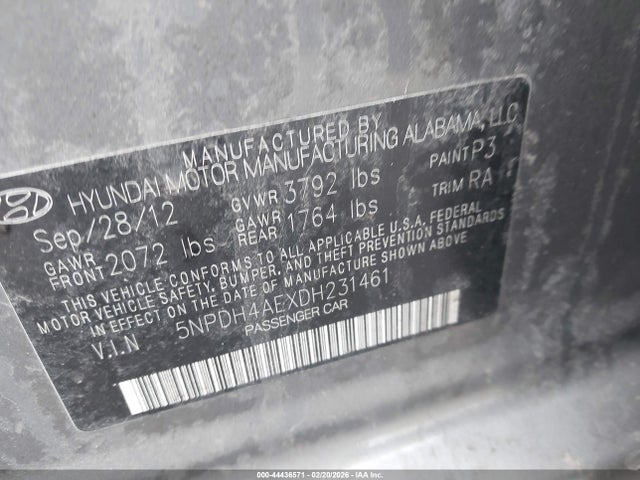 Aukcja sprzedaży 2013 Hyundai Elantra Gls, vin: 5NPDH4AEXDH231461, numer aukcji: 44436571