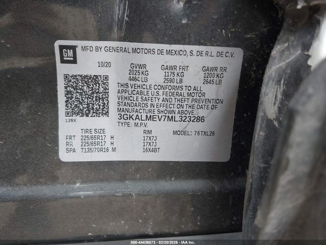 Aukcja sprzedaży 2021 Gmc Terrain Fwd Sle, vin: 3GKALMEV7ML323286, numer aukcji: 44436573