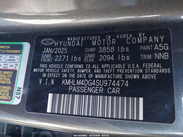 2025 Hyundai Elantra Sel Sport მანქანა იყიდება აუქციონზე, vin: KMHLM4DG4SU974474, აუქციონის ნომერი: 44436602
