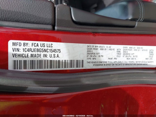 1C4RJEBG5NC154575 Jeep Grand Cherokee Wk Limited 4x2