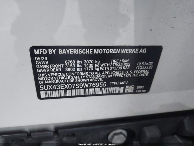 5UX43EX07S9W76955 BMW X6 M60i