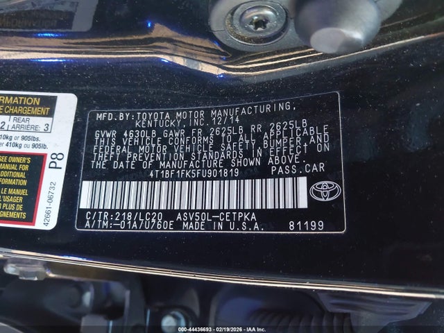 4T1BF1FK5FU901819 Toyota CAMRY XSE