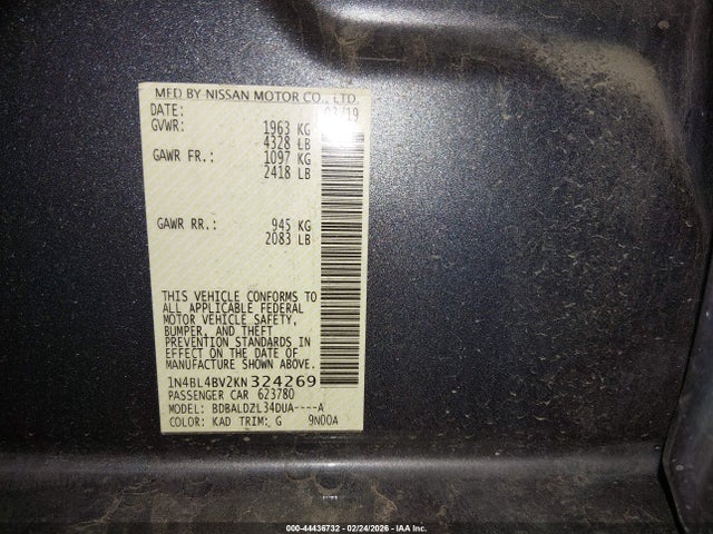 Nissan Altima 2.5 S 2019 1N4BL4BV2KN324269 Image 9