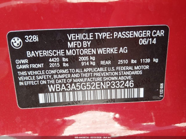 2014 BMW 328I WBA3A5G52ENP33246 Photo 8