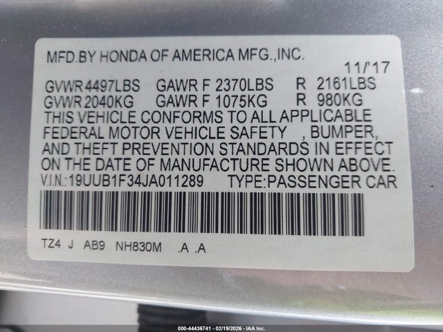 Продаж на аукціоні авто 2018 Acura Tlx, vin: 19UUB1F34JA011289, номер лоту: 44436741