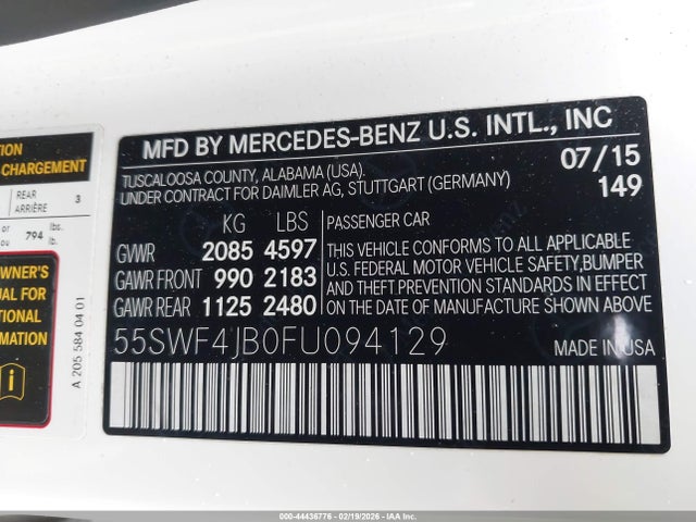 55SWF4JB0FU094129 Mercedes-Benz C 300 Sport