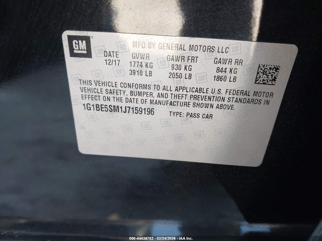 1G1BE5SM1J7159196 Chevrolet Cruze Lt Auto