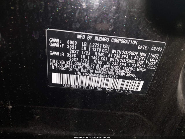 2022 SUBARU ASCENT 4S4WMARD8N3467159 Photo 8