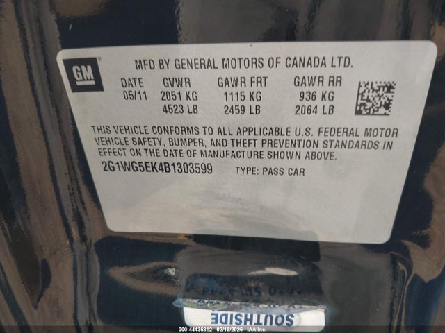 2011 CHEVROLET IMPALA 2G1WG5EK4B1303599 Photo 8