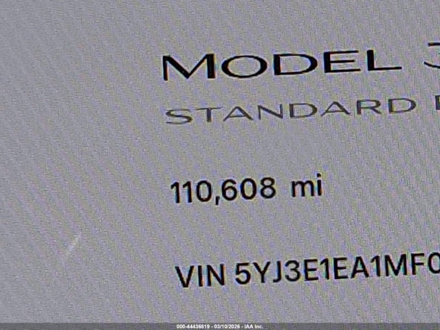 2021 Tesla Model 3 Standard Range Plus Rear-wheel Drive მანქანა იყიდება აუქციონზე, vin: 5YJ3E1EA1MF028208, აუქციონის ნომერი: 44436819