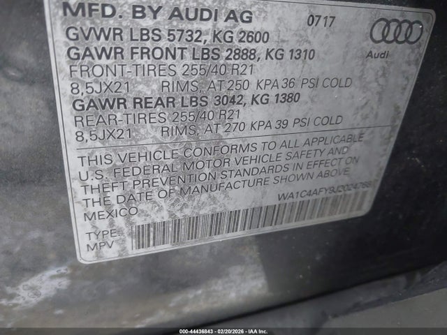 Aukcja sprzedaży 2018 Audi Sq5 3.0t Premium Plus, vin: WA1C4AFY9J2024768, numer aukcji: 44436843