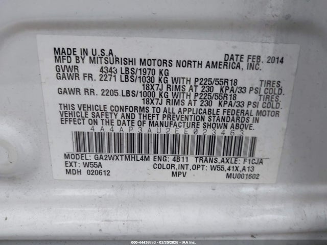 2014 MITSUBISHI OUTLANDER SPORT 4A4AP3AU2EE023463 Photo 8