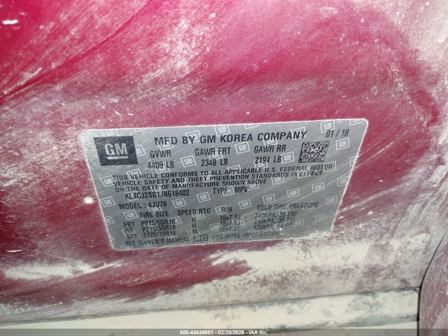 44436901 :رقم المزاد ، KL4CJ2SB1JB618402 vin ، 2018 Buick Encore Sport Touring مزاد بيع