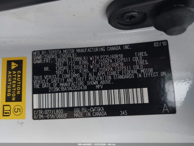 Продаж на аукціоні авто 2010 Lexus Rx 350, vin: 2T2BK1BA1AC050438, номер лоту: 44436921
