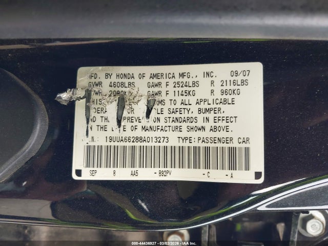 Aukcja sprzedaży 2008 Acura Tl 3.2, vin: 19UUA66288A013273, numer aukcji: 44436927