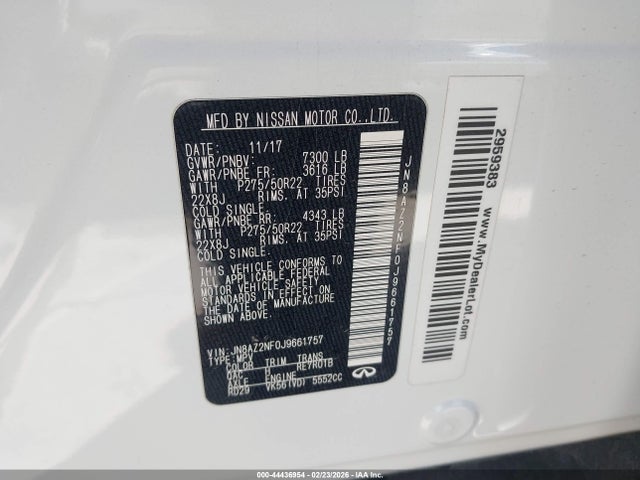 2018 INFINITI QX80 JN8AZ2NF0J9661757 Photo 8