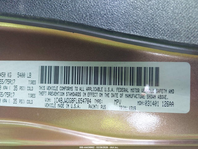 1C4BJWDG8FL654784 Jeep Wrangler Unlimited Sport