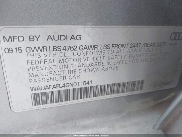 2016 AUDI A4 WAUAFAFL4GN011541 Photo 8