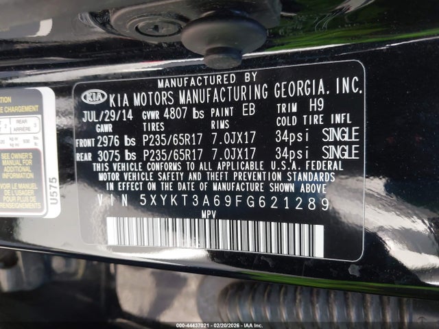 5XYKT3A69FG621289 KIA SORENTO LX