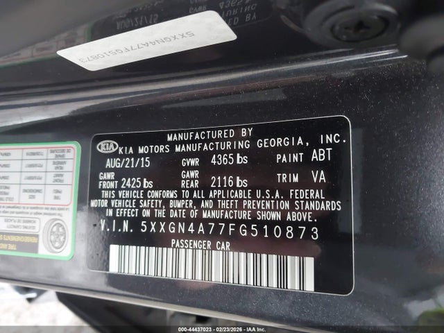 5XXGN4A77FG510873 KIA OPTIMA EX