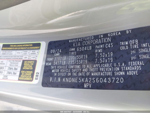 Продажа на аукционе авто 2025 Kia Carnival Mpv Hybrid Sx Prestige, vin: KNDNE5KA2S6043720, номер лота: 44437037