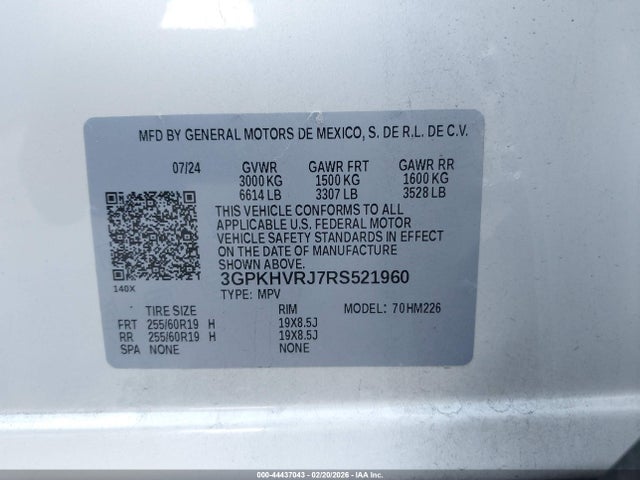 2024 Honda Prologue Ex მანქანა იყიდება აუქციონზე, vin: 3GPKHVRJ7RS521960, აუქციონის ნომერი: 44437043