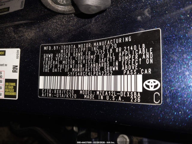 Toyota COROLLA SE 2020 5YFS4RCE4LP042352 Image 9