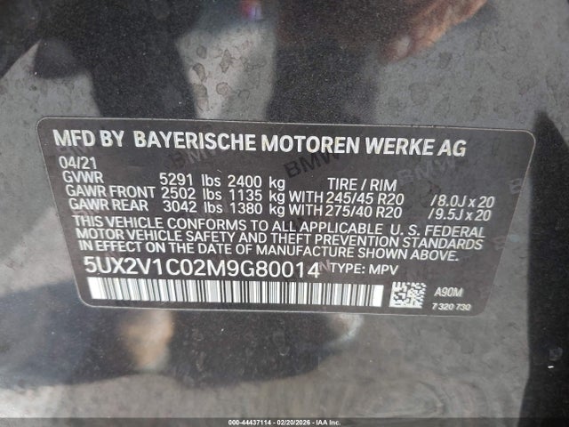 5UX2V1C02M9G80014 BMW X4 Xdrive30i
