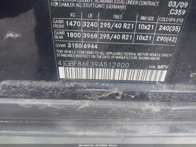 2009 Mercedes-benz Gl 550 4matic მანქანა იყიდება აუქციონზე, vin: 4JGBF86E39A512900, აუქციონის ნომერი: 44437125