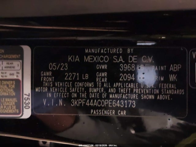 3KPF44AC0PE643173 KIA FORTE GT