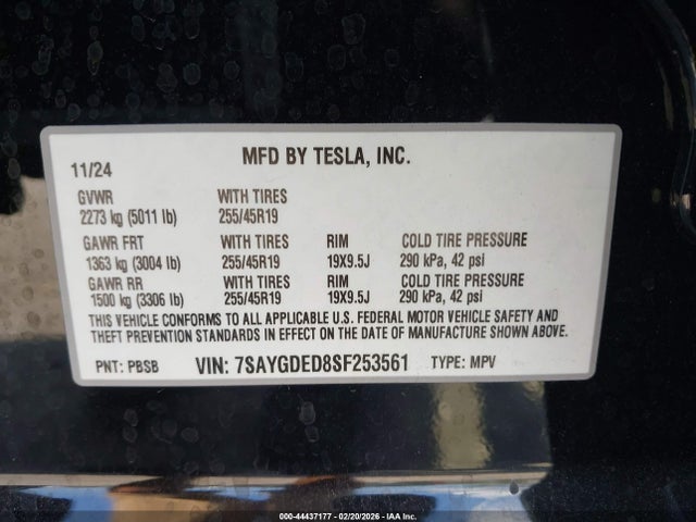 2025 TESLA MODEL Y 7SAYGDED8SF253561 Photo 8