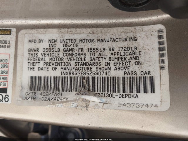 Aukcja sprzedaży 2005 Toyota Corolla Ce, vin: 1NXBR32E85Z530740, numer aukcji: 44437222