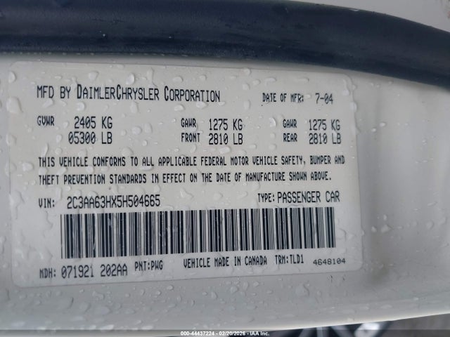 Продаж на аукціоні авто 2005 Chrysler 300c, vin: 2C3AA63HX5H504665, номер лоту: 44437224