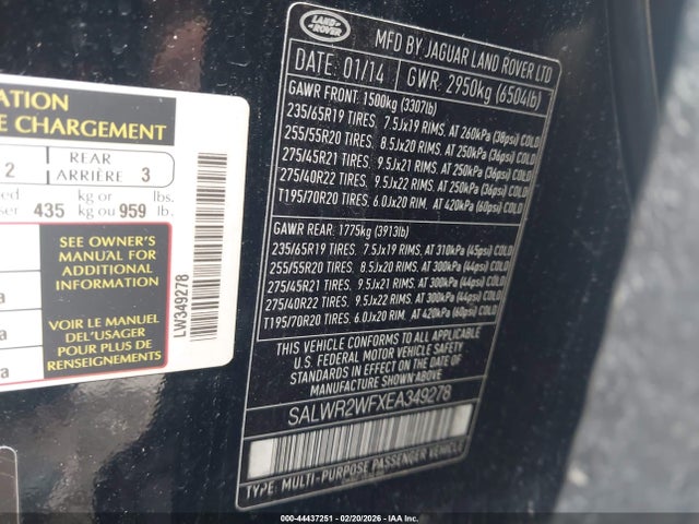 SALWR2WFXEA349278 Land Rover Range Rover Sport 3.0l V6 Supercharged Hse